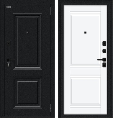 Дверь Браво Некст МФ/SBlack Букле черное/White Silk