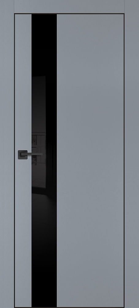 Фото Межкомнатная дверь PX-10 черная кромка с 4-х ст. Серый матовый